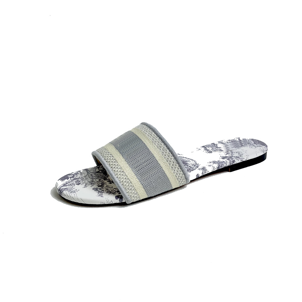 Designer's Fashionable Embroidered Flat Bottomed Women's Slippers Can Be Worn Externally, Women's Beach Sandals, Outdoor Versatile Shoes_voghion.com