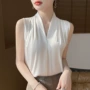 春夏v领缎面西装白衬衫
