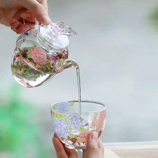 新中式高硼硅玻璃紫色小清新蝴蝶旅行茶具女士一人饮一壶一杯茶具