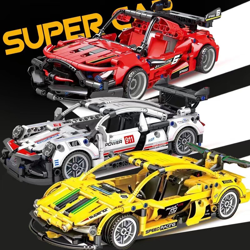 Compatible with Lego Assembled Building Blocks Sports Car Pullback Racing Model Assembled Toy Educational Boy Gift Car Wholesale