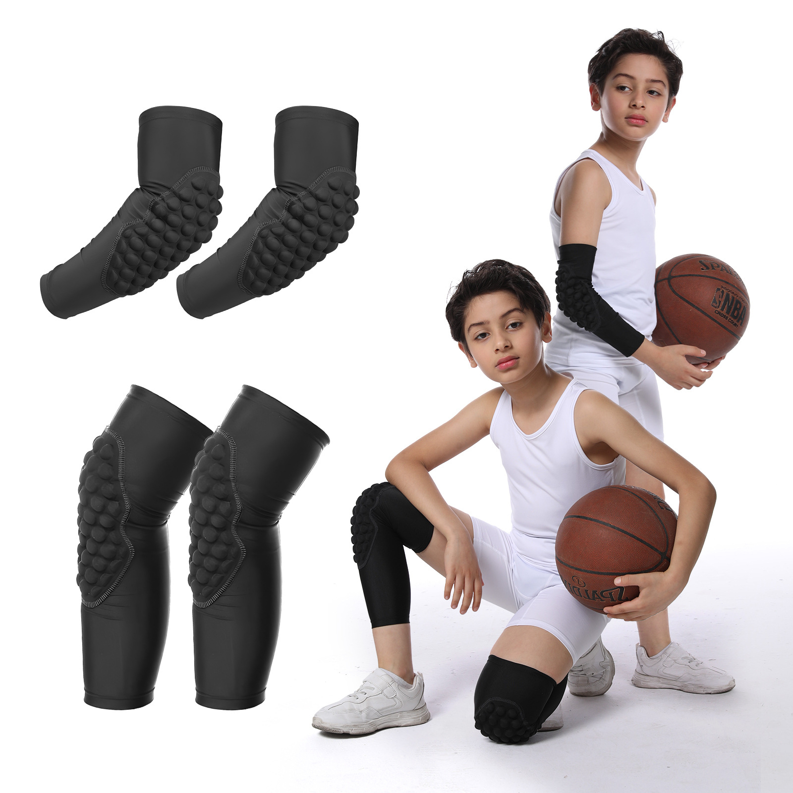 En stock de cinco colores de los niños rótula panal anticolisión deportes rótula baloncesto al aire libre montar equipo de protección de rodilla