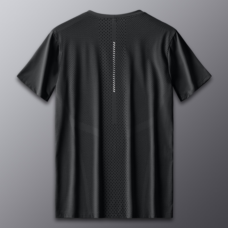 Camiseta deportiva de seda de hielo para hombres de manga corta de verano delgada suelta ropa de baloncesto transpirable media manga camisa absorbedora