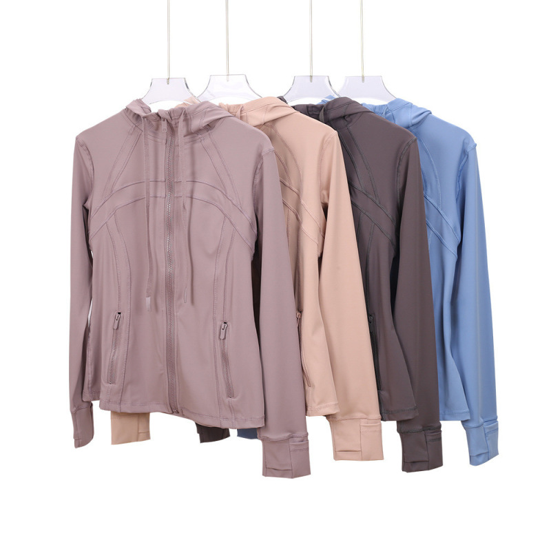 Lulu Original Embroidered Scuba Slim-Fit Hooded Full-Zip Cardigan Scuba Jacket Casual Sports Slimming Coat for Women