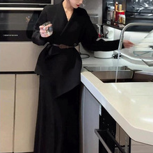 韩版胖mm显瘦中长款针织开衫大码气质御姐设计感不规则毛衣外套女