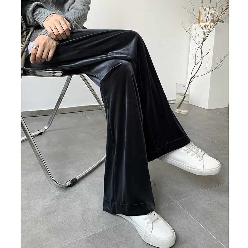 Velvet Wide-Leg Pants for Women, Spring/Summer High-Waisted, Drapey, 2026 New Style, Plus-Size Straight-Leg Velvet Casual Pants