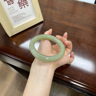 Jin Yutang Xinjiang exquisite Hotan jade Qingshui bracelet without impurity and crack micro cotton size: 57/12.4