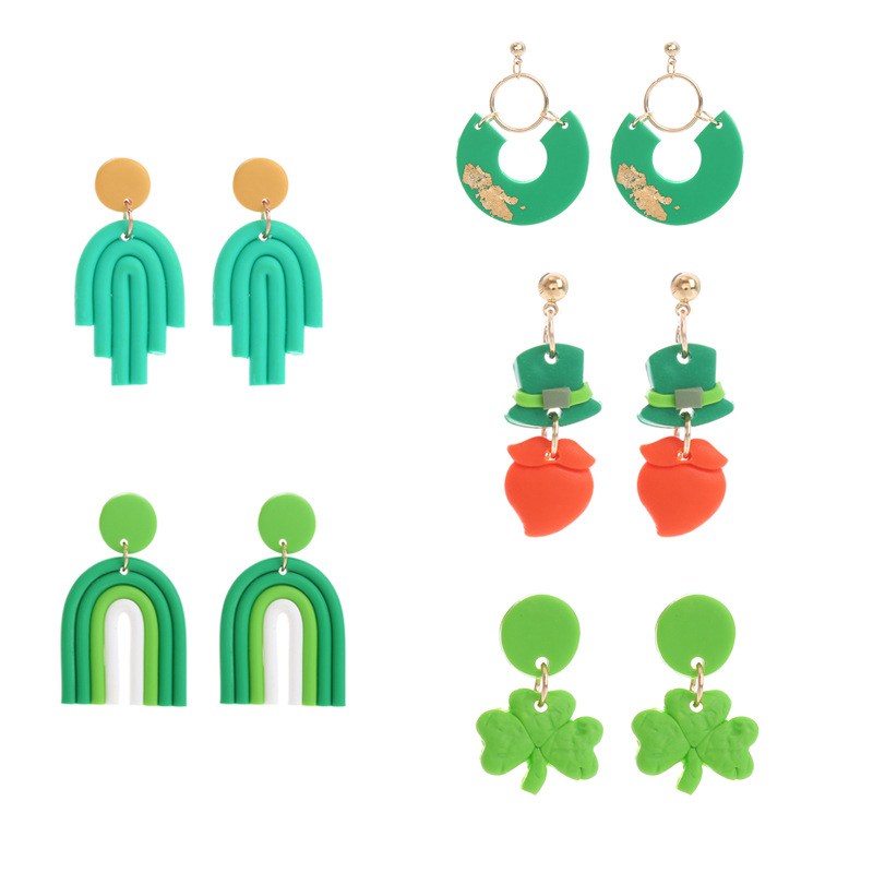 1 Pair Ethnic Style Geometric Soft Clay St. Patrick Women's Drop Earrings display picture 3