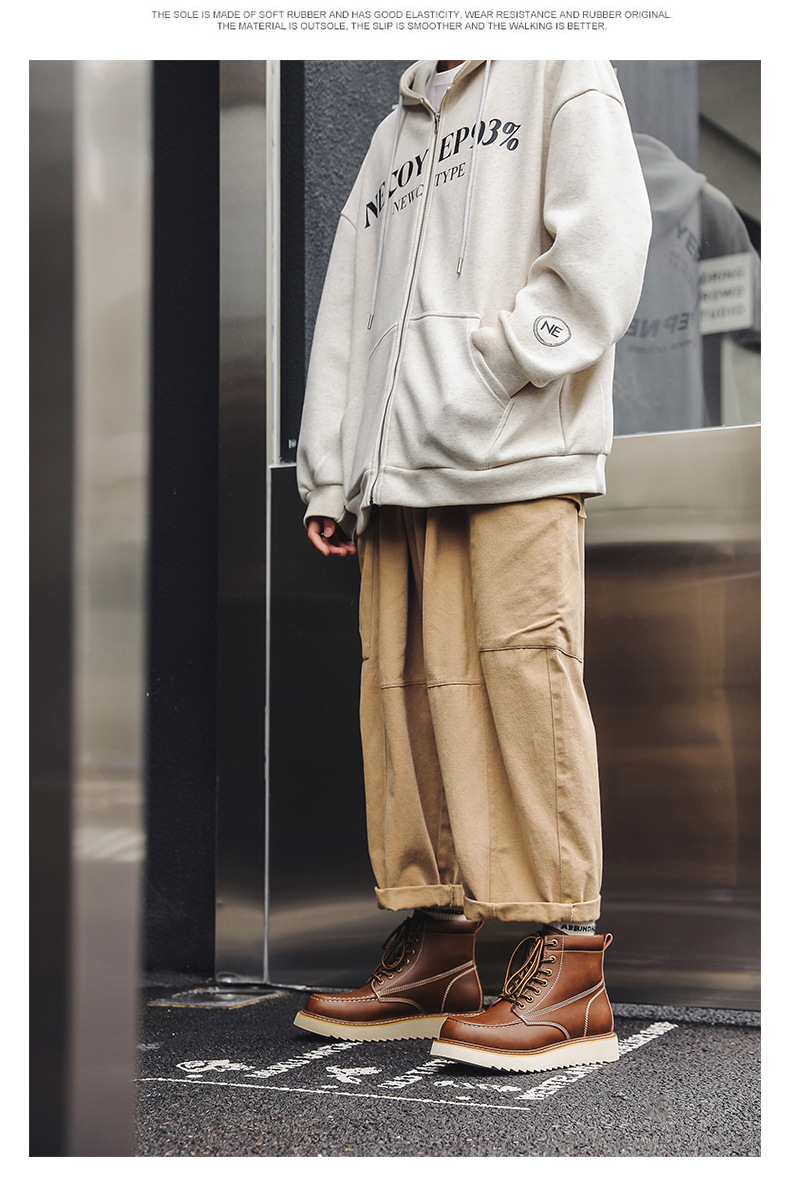 Martin – bottes montantes de moto pour hommes, tendance, décontractées, en velours, polyvalentes, combinaison de travail, 2024 coton, hiver 9055_voghion.com