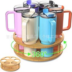 クロスボーダー木製回転可能なウォーターボトルラック調味料収納ラックデスクトップウォーターカップラック木製ウォーターボトル収納ラック