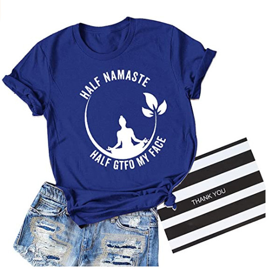 Wish ebay cross-border Half Namaste yoga practice pattern printed short sleeve t-shirt for men and women Wish ebay cross-border Half Namaste yoga practice pattern printed short sleeve t-shirt for men and women
