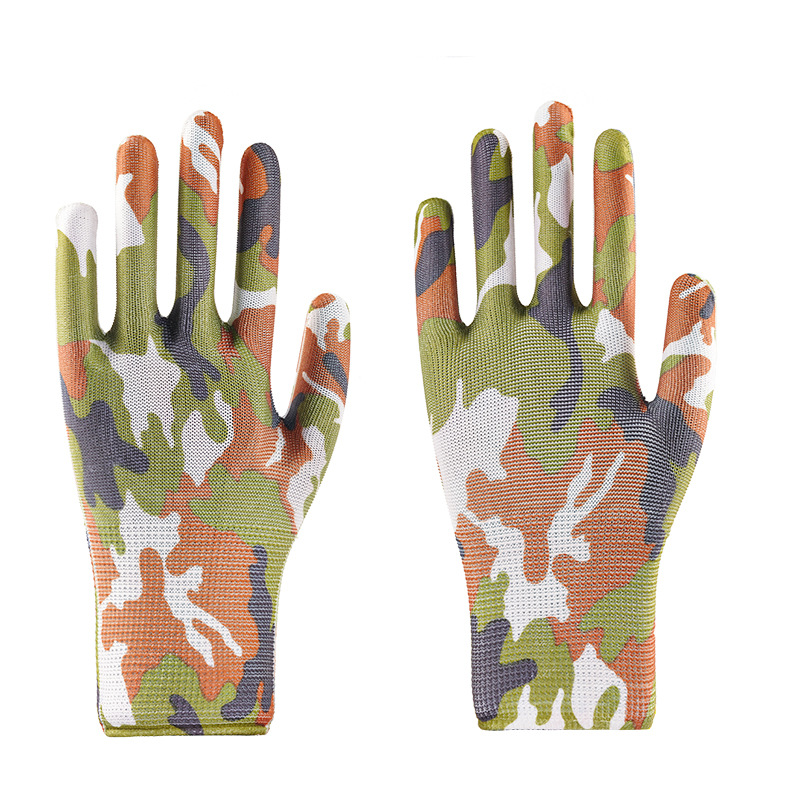 Guantes impresos de nailon de colores fabricantes al por mayor guantes elásticos delgados núcleo transpirable protección solar protección contra el trabajo antiestático