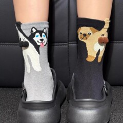 猫蛋蛋可爱猫咪橘猫屁屁猫简约日系中筒袜透气情侣袜夏季新款袜子