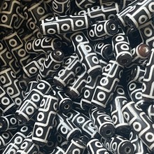 厂家批发天然玛瑙天珠藏传黑白九眼天珠高光亮面散珠配饰配珠30mm