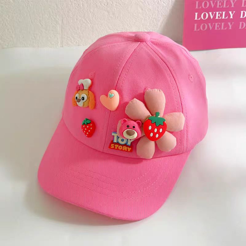 Sombrero de béisbol infantil primavera y otoño osos de fresas lindos rosa dulce bebé gorra de lengua de pato moda coreana DLY image 12