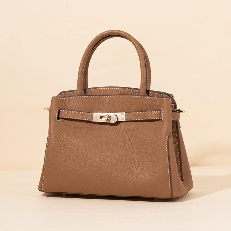 Fashion Genuine Leather Handbag for Women, New Cross-Border Fashion Crossbody Shoulder Bag, Trendy Versatile Handbag, Kelly Bag