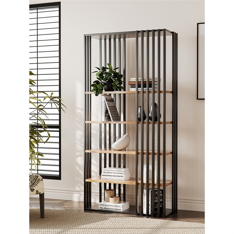 传袭简约铁艺书架落地置物架办公室隔断展示架客厅金属陈列装饰柜