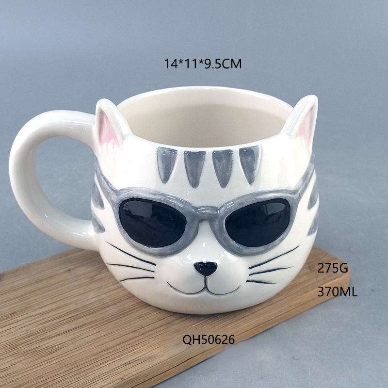 Taza del gato creativo pintado a mano animal Taza de cerámica taza pareja taza de agua Linda personalidad taza de café en forma de gato