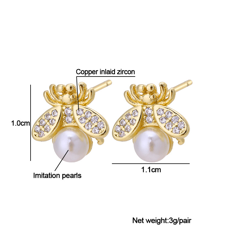 Neue Mode Einfache Tier Stern Kupfer Intarsien Zirkon Ohr Stud Ohrringe display picture 3