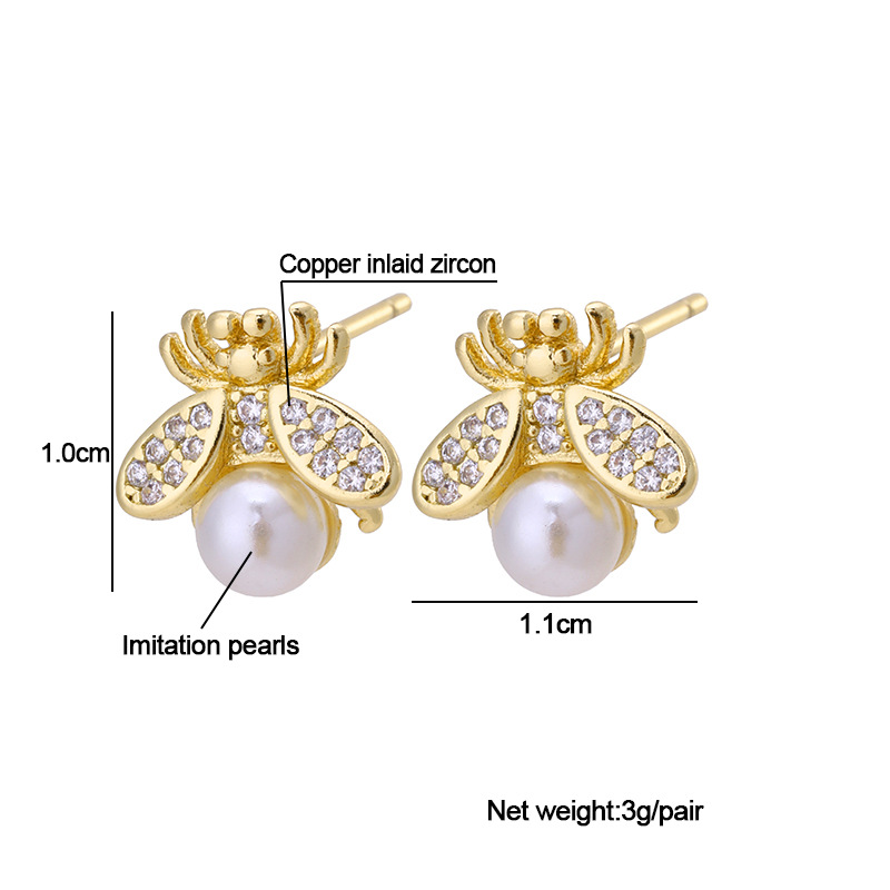 Nueva Moda Simple Animal Estrella Cobre Incrustaciones Zirconia Oreja Pendientes display picture 3