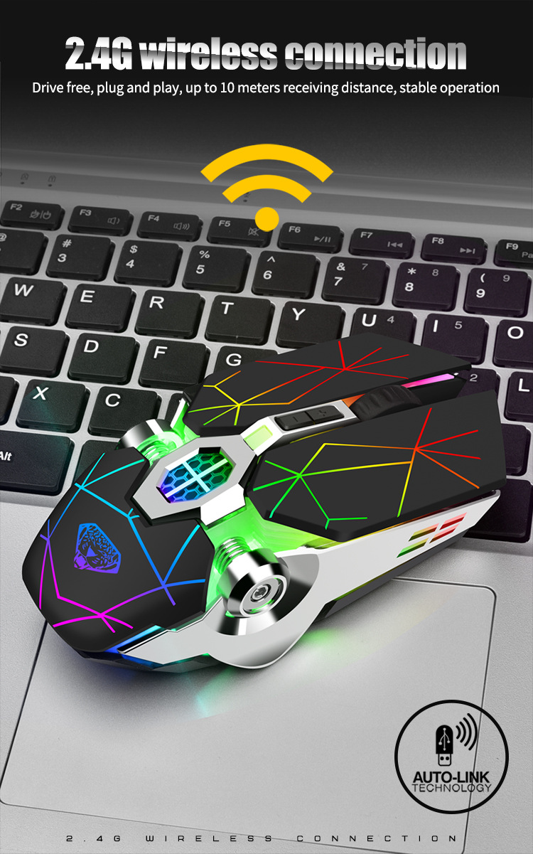 Emperor Leopard Q7 Wireless Charging Gaming Silent with Light Emitting Water Cooled Mechanical Mouse_voghion.com