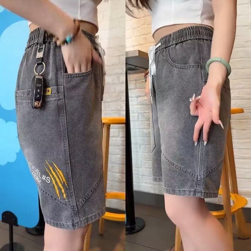 Verano 2024 pantalones cortos de mezclilla marca de moda para hombre vibe pantalones de cinco puntos sueltos y versátiles pantalones de herramientas bonitos