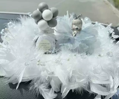 Car ornaments: Feather Anti-Slip Mat Heart Beads - 41suit