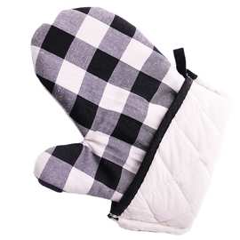 大眼睛硅胶烘焙微波炉烤箱手套斜黑色波浪加厚加棉硅胶隔热手套