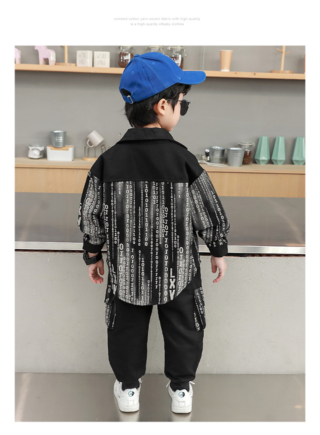 Chemise de travail imprimée pour garçons, ensemble deux pièces tendance et Cool, nouvelle collection printemps et automne 2022_voghion.com