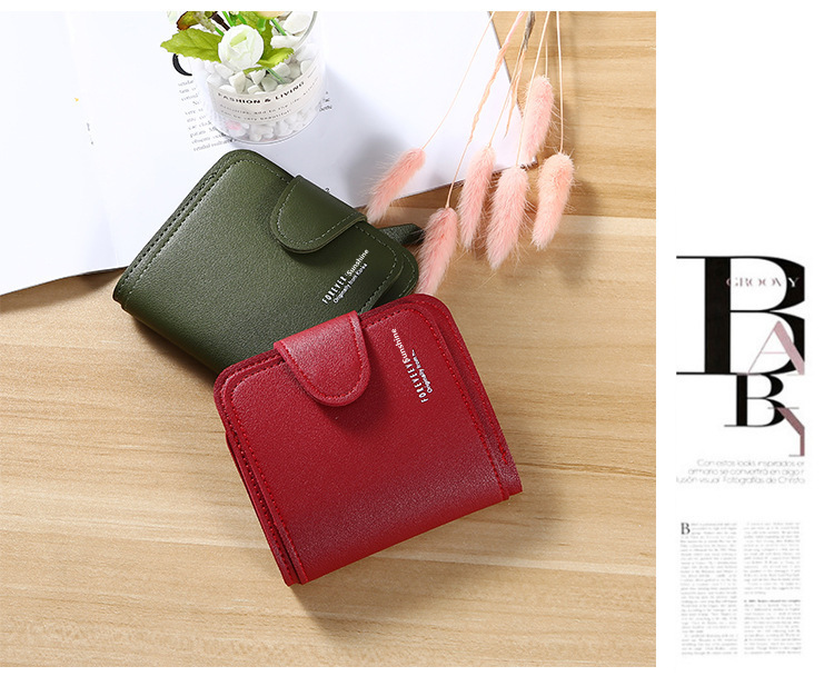 112g Weight Synthetic Leather Lining Material Zipper, Buckle Closure Type Small Wallet Bags Type Women's Spring&summer Pu Leather Solid Color Vintage Style Square Zipper Buckle Small Wallet
