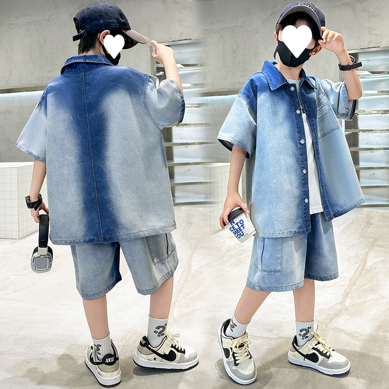 여름 흰색 문자 반팔 슈트