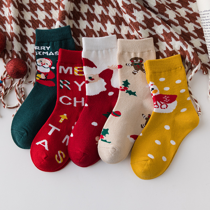 Calcetines de Navidad calcetines para niños primavera y otoño Algodón puro invierno niños tubo medio niños dibujos animados niñas bebé calcetines para niños