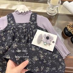 女童2025春秋童装新款套装宝宝碎花吊带裙洋气长袖背心两件套