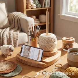 木制毛线架可旋转线轴架手工编织毛线收纳架转动支架可拆卸纱线架