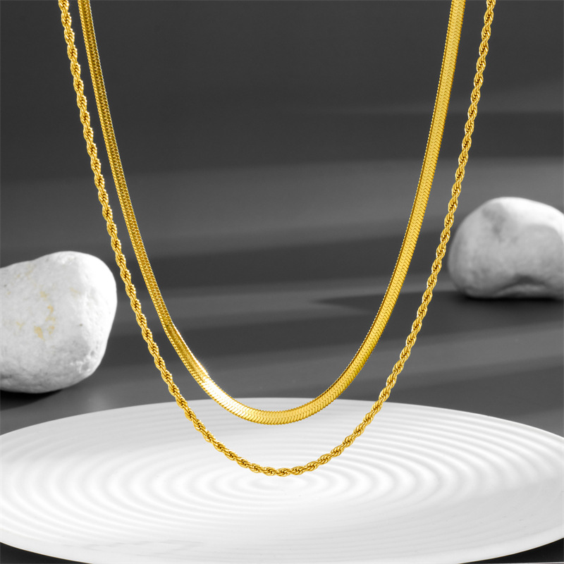 23g Weight 0.03µm-0.05µm Gold Plating Thickness PVD Coated Gold Plating Process 18K Real Gold Plated Plating Material 304 Stainless Steel Pendant Material Necklace Classification PVD Coated Real Gold Plated 18K Gold Geometric Titanium Steel Simple Style Waterproof Non Tarnish Titanium Steel Necklace
