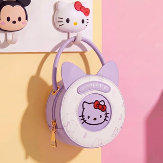 卡通小众设计可爱撞色轻奢猫咪圆饼包女生2026新款手提斜挎背包