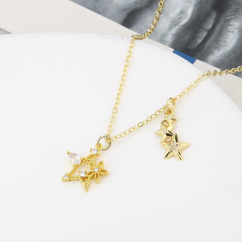 Korean Five-pointed Star Diamond Pendant Necklace display picture 2