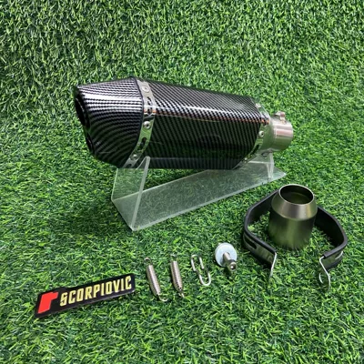 321R CBR650 GSX250, Motorcycle exhaust pipe - fully-imitation-carbon-fiber-small-hexagonal-double-hole-300mm