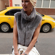 2025秋冬新款亚马逊水貂马甲女士短款裘皮坎肩人造皮草外套欧美风