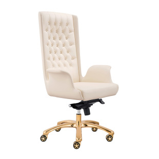 Fashion European-style white leather chair PU leather chair reclining office swivel chair ergonomic office chair comfortable boss leather chair