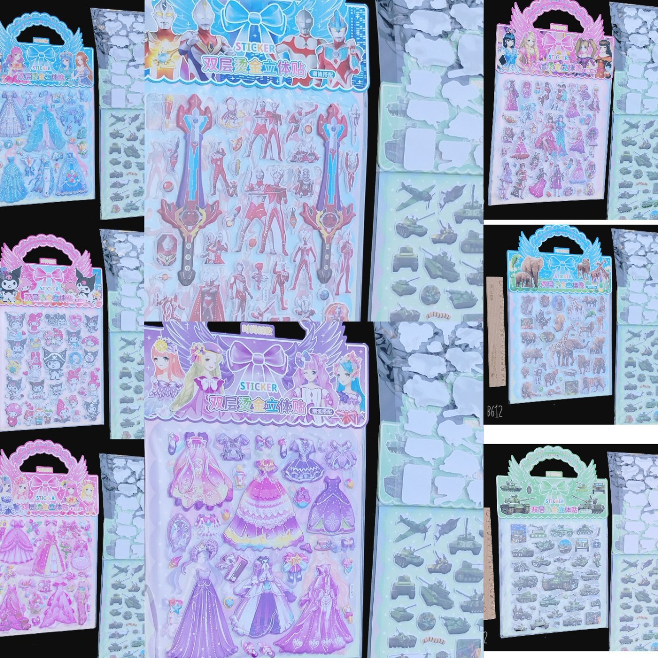 Nuevo feliz dibujos animados dibujos animados burbujas artesanía regalo de recompensa pegatinas de jardín de infantes 3D movimiento tridimensional