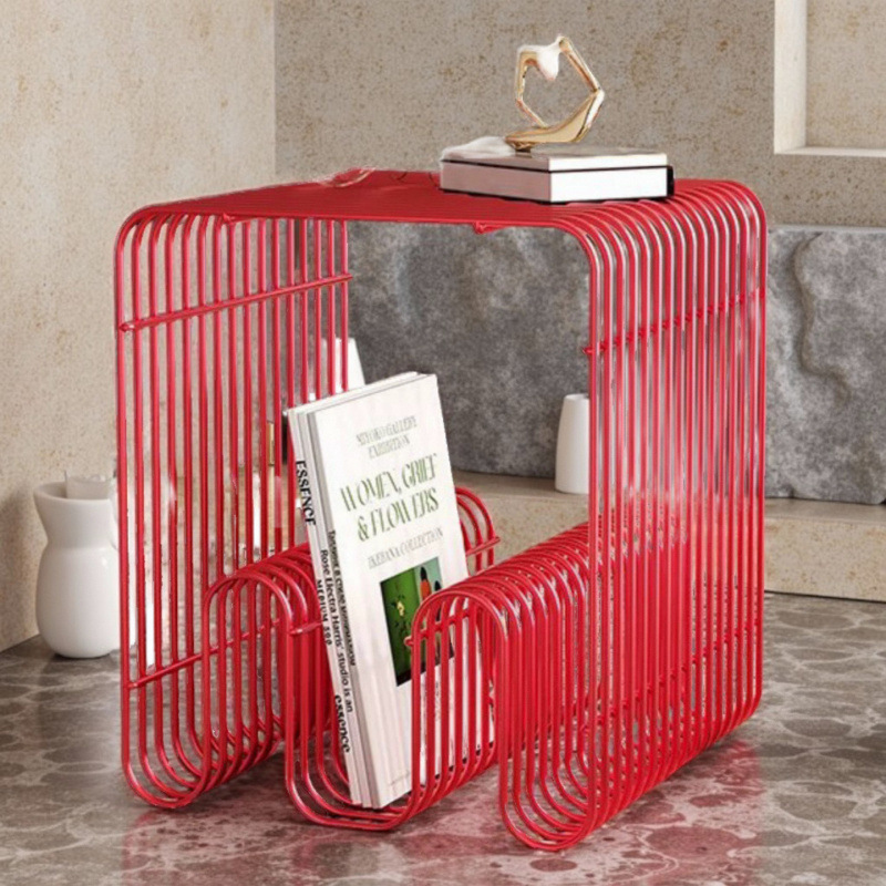 Same-Day Delivery Metal Line Coffee Table Bedside Table Storage Bookshelf Floor-Standing Wall-Mounted Storage Rack Small Table Sofa Side Table