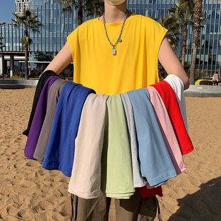 Loose-Fitting Large-Size Sleeveless Tank Top for Men, Youth Trendy Brand Wide-Shoulder Camisole, High Street Base Layer for Summer