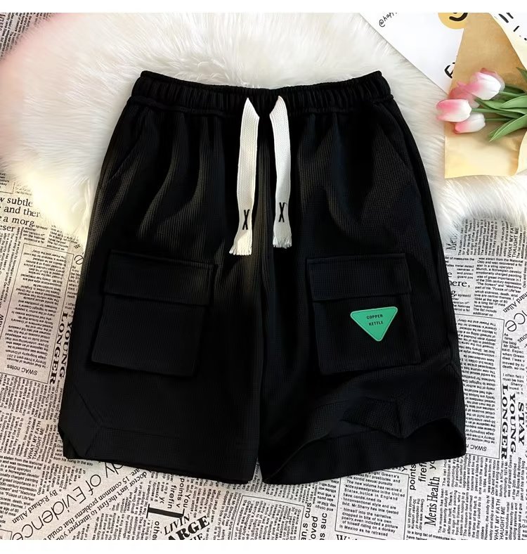 Corea ins tendencia 2024 estilo de Hong Kong retro estilo japonés todo-fósforo suelto traje recto pantalones de cinco puntos pantalones casuales hombres de moda