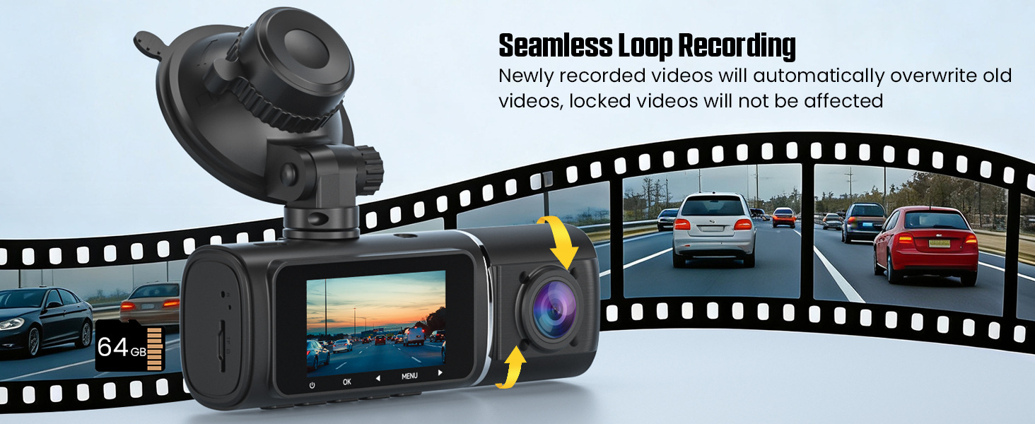 Cross-Border Model 1.97-Inch 4K+1080P Dual-Lens Infrared Night Vision High-Definition Dash Cam for Car Interior and Exterior