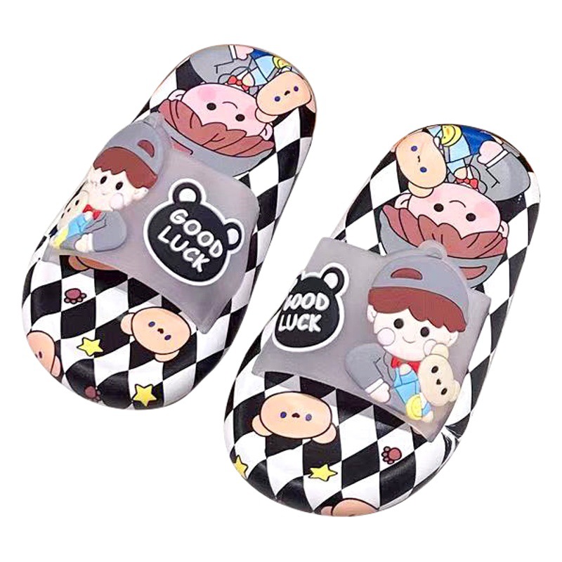 Niños bebé lindo dibujos animados nuevas zapatillas grandes y medianas zapatillas para niños y niñas verano hogar baño antideslizante suave