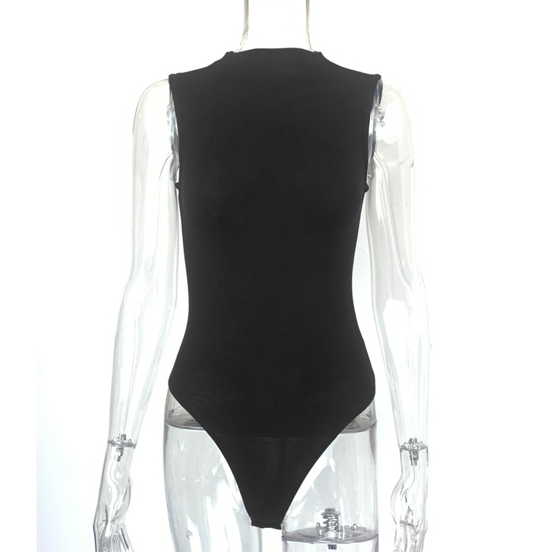 2022 verano nueva ropa de mujer ins Europa y América Internet celebridad moda de una sola pieza de algodón camiseta delgada sin mangas medio cuello alto mono