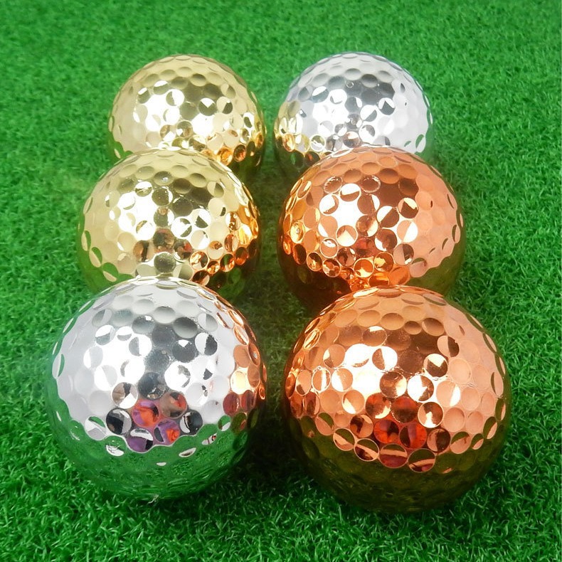 Golf bola de metal bola de galvanoplastia bola de oro venta directa de fábrica se puede diseñar e imprimir logotipo multicolor