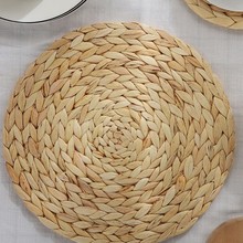 西餐防滑垫杯垫碗垫编织餐桌垫圆形草编隔热垫手工加厚草垫子