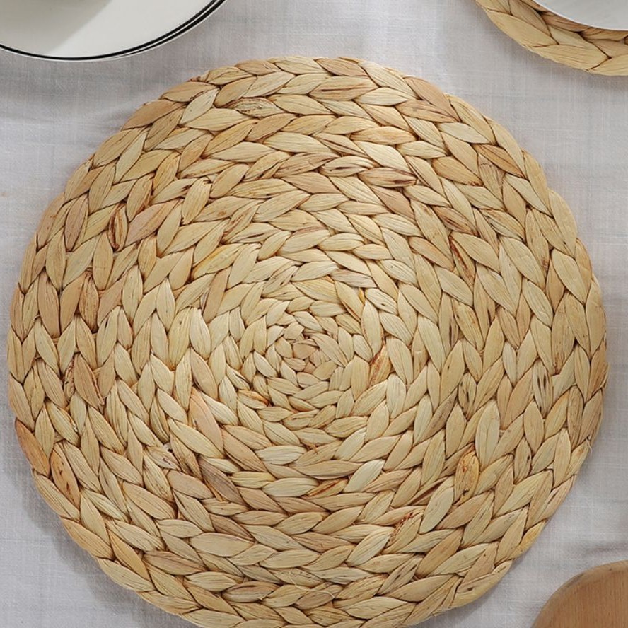 西餐防滑垫杯垫碗垫编织餐桌垫圆形草编隔热垫手工加厚草垫子