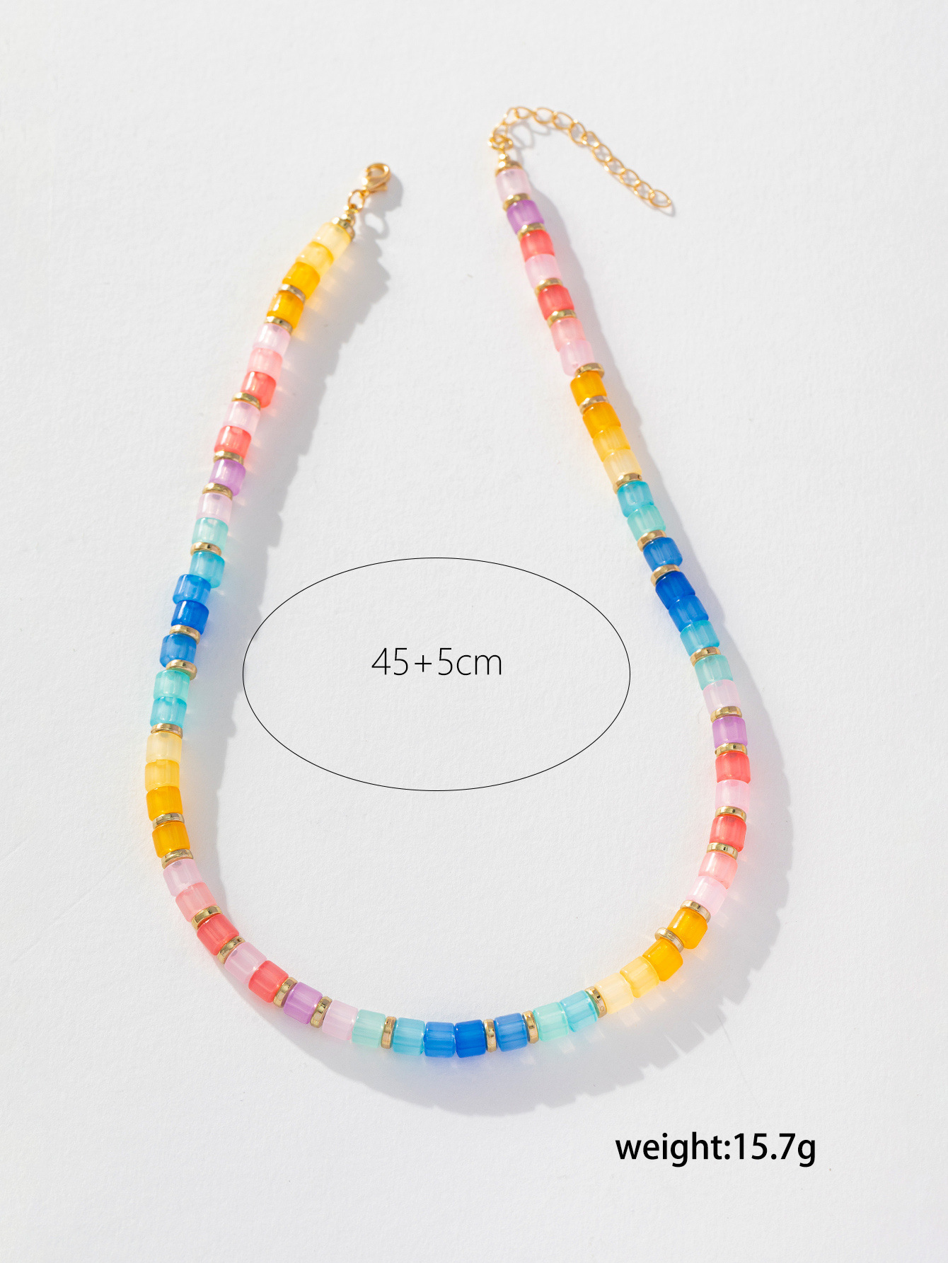 8g Weight Necklace Classification Resin, Copper Chain Material Beaded Chain Chain Type 1 Piece Quantity Holiday, Daily Occasion Resin, Copper Material Colorful Pattern All Seasons Season Women's Gender Vacation Style Vacation Colorful Resin Copper Beaded Chain Beaded Necklaces Wholesale 14
